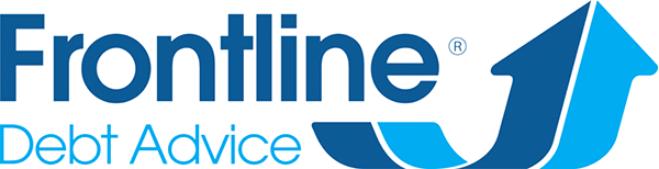 Frontline Debt Advice logo: blue with an arrow device.